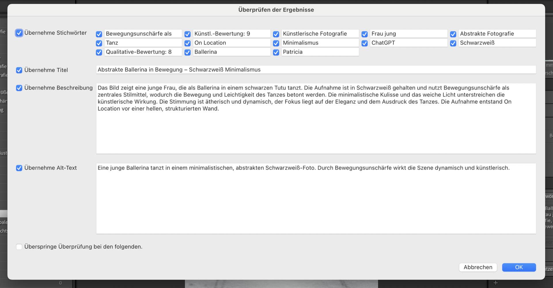 Bilder verschlagworten in Lightroom mit Hilfe von KI